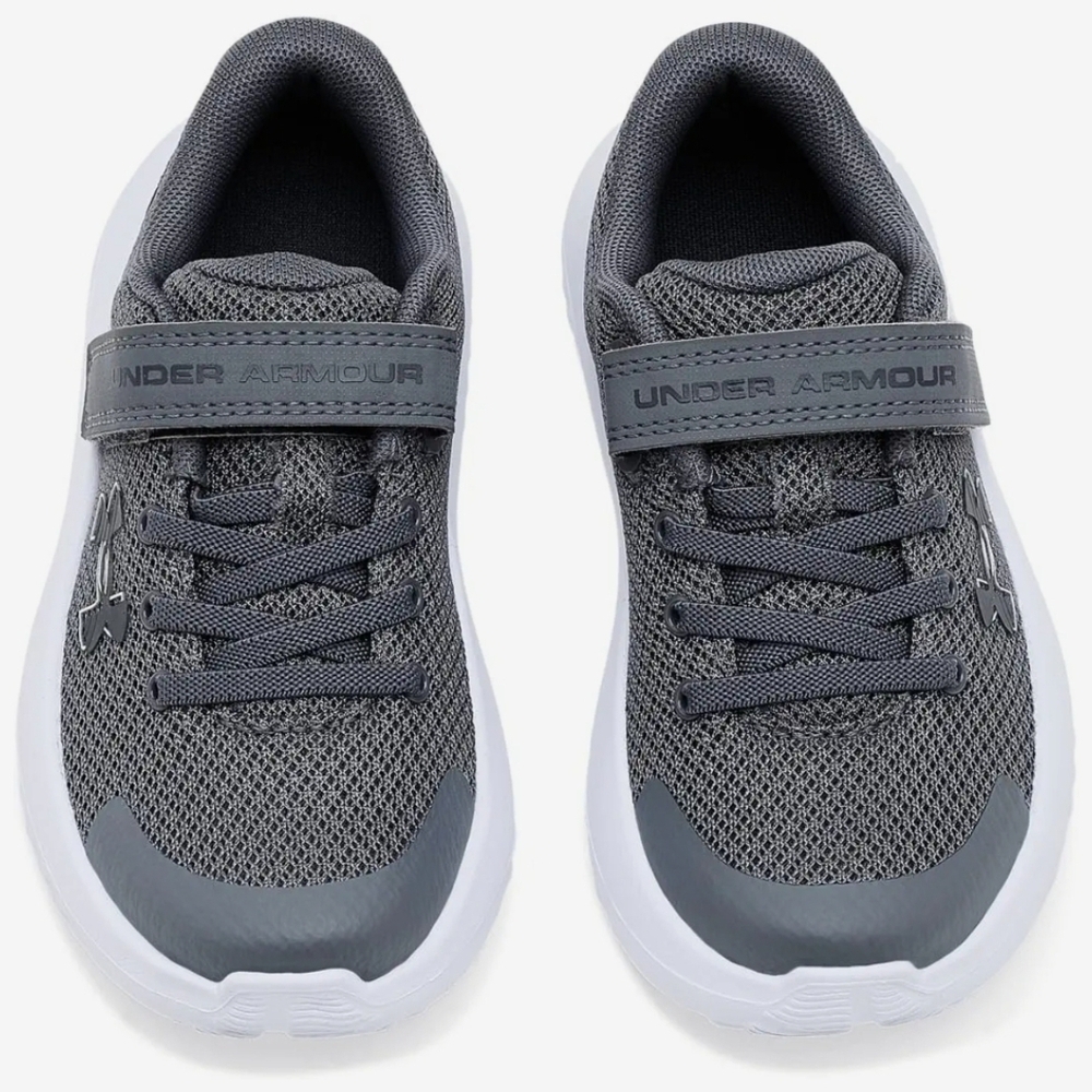 Under Armour Kids Gray Mesh Athletic Sneakers with White Soles Size 2 Youth